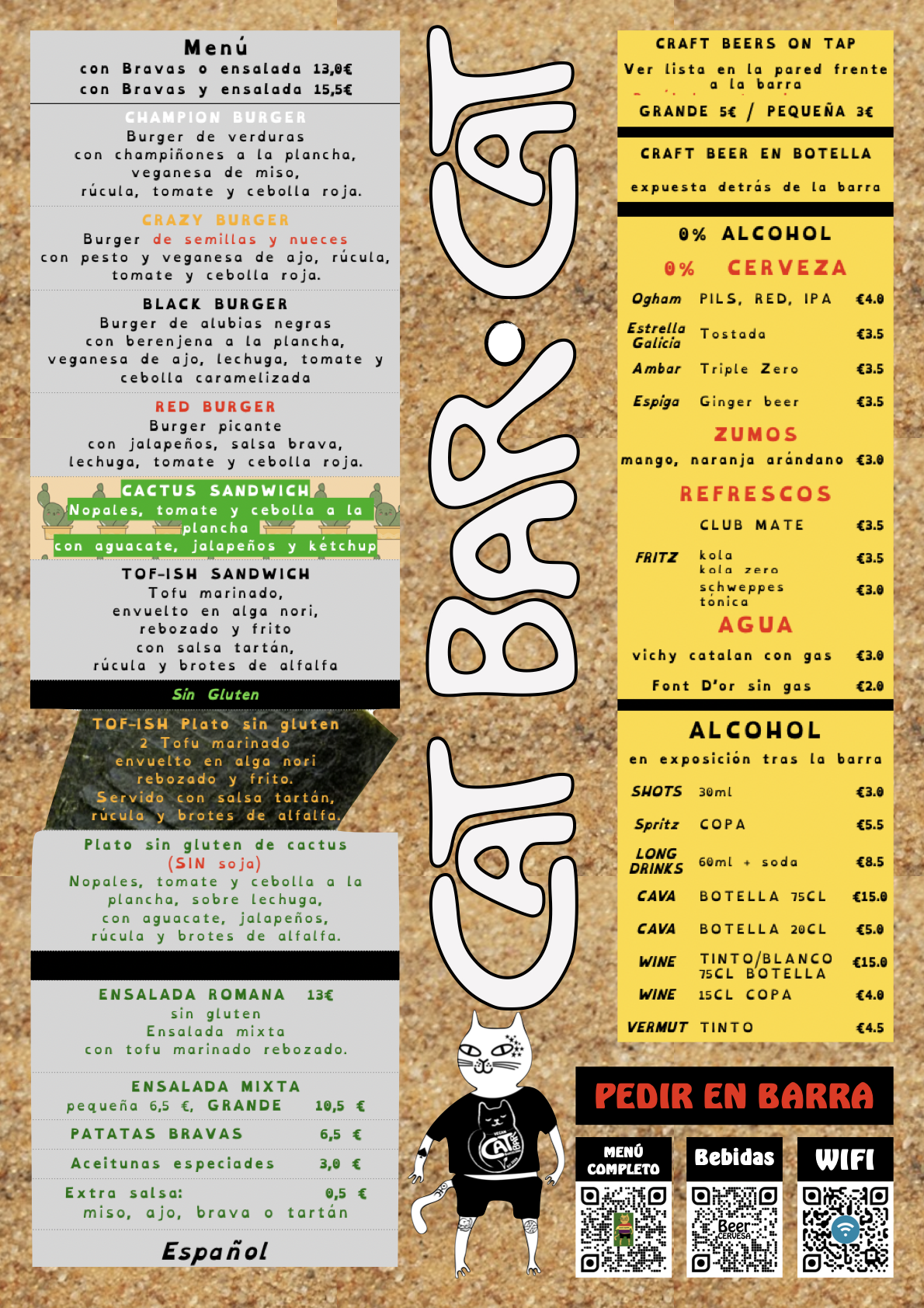 Spanish print menu